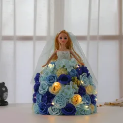Princess doll made of infinity roses with LED lightDecoration