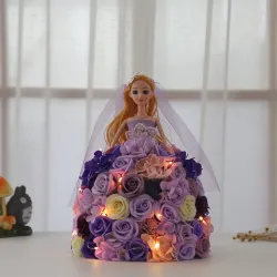 Princess doll made of infinity roses with LED lightDecoration