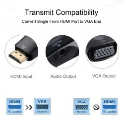 HDMI do VGA adapter - rozdzielacz męski na żeński - gniazdo audio 3,5 - konwerter kablowyRozgałęźniki