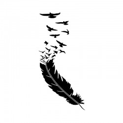 Feather with flying birds - vinyl car stickerStickers