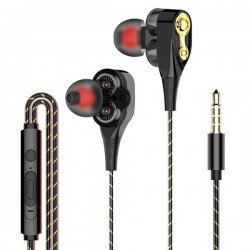 Wired in-ear headphones with microphone - dual drive bass - headsetEar- & Headphones