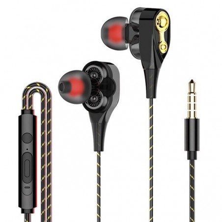 Wired in-ear headphones with microphone - dual drive bass - headsetEar- & Headphones
