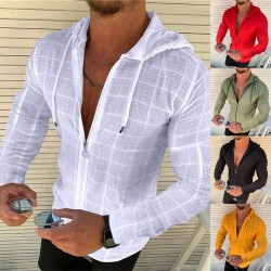 Bluza z kapturem z długim rękawem - z zamkiem - slimBluzy & Swetry