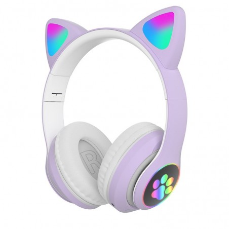 Wireless headphones - LED - Bluetooth - noise cancelling - support TF card - 3.5mm jack - cat earsEar- & Headphones