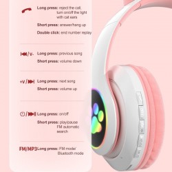 Wireless headphones - LED - Bluetooth - noise cancelling - support TF card - 3.5mm jack - cat earsEar- & Headphones