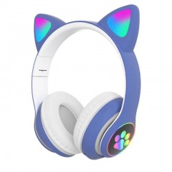 Słuchawki bezprzewodowe - LED - Bluetooth - redukcja szumów - obsługa karty TF - gniazdo 3,5 mm - kocie uszySłuchawki