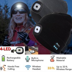 Bluetooth 5.0 - bezprzewodowy inteligentna czapka - słuchawki - zestaw słuchawkowy z 4 LEDSłuchawki