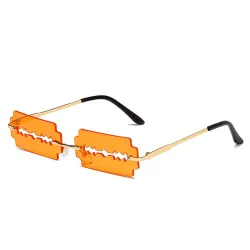 Vintage metalowe okulary przeciwsłoneczne - UV400 - kształt żyletkiOkulary Przeciwsłoneczne
