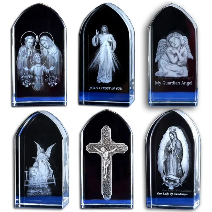 Kostka 3D grawerowana laserowo - Jezus - anioł - Maryja Dziewica - kryształowa statuaDekoracje