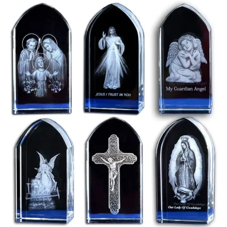 Kostka 3D grawerowana laserowo - Jezus - anioł - Maryja Dziewica - kryształowa statuaDekoracje