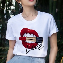 Czerwone usta - pocisk - Love - koszulka z nadrukiemBluzki & Koszulki