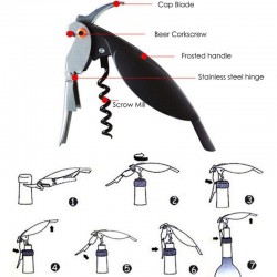 Bottle opener - corkscrew - parrot shapeBar supply