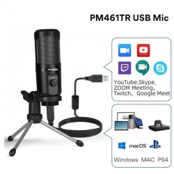AU-PM461TR - pojemnościowy mikrofon USB - nagrywanie - nauczanie online - spotkania - transmisja na żywo - gry - ze statywemM...