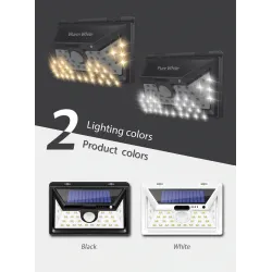 Lampa solarna LED - zewnętrzna - czujnik ruchu - ścienna - wodoodporna - 34 LEDOświetlenia słonecznego