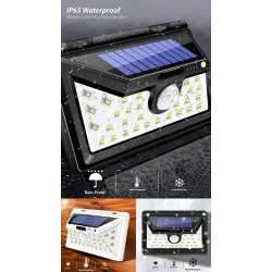 Lampa solarna LED - zewnętrzna - czujnik ruchu - ścienna - wodoodporna - 34 LEDOświetlenia słonecznego