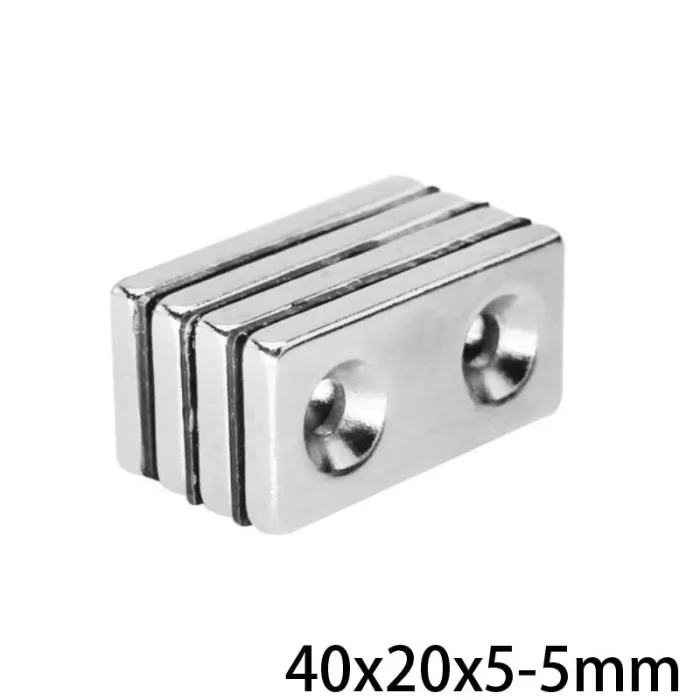 N35 - magnes neodymowy - z podwójnym otworem 5mm - 40 * 20 * 5mm - 1 - 30 sztukN35