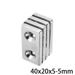 N35 - magnes neodymowy - z podwójnym otworem 5mm - 40 * 20 * 5mm - 1 - 30 sztukN35