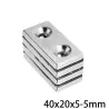 N35 - magnes neodymowy - z podwójnym otworem 5mm - 40 * 20 * 5mm - 1 - 30 sztukN35