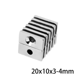 N35 - magnes neodymowy - mocny blok - z otworem 4mm - 20 * 10 * 3mm - 5 - 100 sztukN35