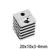 N35 - magnes neodymowy - mocny blok - z otworem 4mm - 20 * 10 * 3mm - 5 - 100 sztukN35