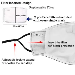 Maska ochronna na usta / twarz z filtrami PM2,5 - zacisk na nos - wielokrotnego użytku - NinjaMaski na usta