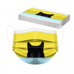 10 pieces - protective mouth / face mask - 3-layer - disposable - cat print