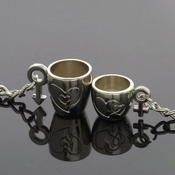 Engraved heart cups - keychain for couples - 2 piecesKeyrings