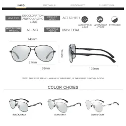 Classic sunglasses - photochromic - polarized - anti-glare - safe for night driving - UV400Sunglasses