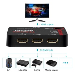 Przełącznik HDMI - 3x1 4K2K - rozdzielacz - Ultra HD dla DVD HDTV Xbox PS3 PS4 - pilotPrzełącznik HDMI