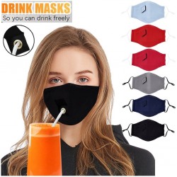 Maska ochronna na usta / twarz - wielokrotnego użytku - z otworem na słomkę do piciaMaski na usta