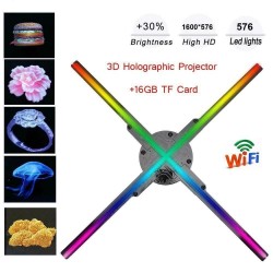 Projektor hologramowy 3D - wyświetlacz - łopatki wentylatora - 576 LED - sterowanie WiFi / PC - 56 cmOświetlenie sceniczne i ...