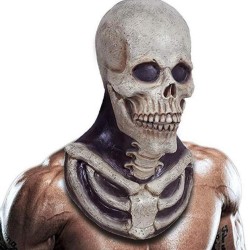 Straszna maska szkieletowa - z kawałkiem kości klatki piersiowej - lateks - pełna głowaMaski