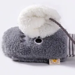 Kids warm plush gloves - one finger - with rope - animals designClothing