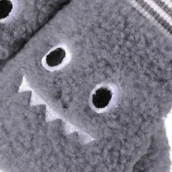 Kids warm plush gloves - one finger - with rope - animals designClothing