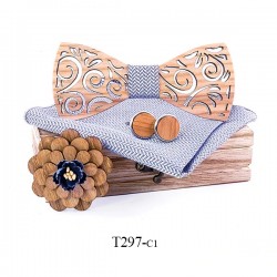 Cufflinks - handkerchief - bow tie - lapel flower - neck band strap - wooden setBows & ties