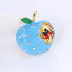 Blue bitten apple with crystals - broochBrooches