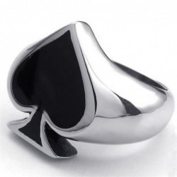 Black poker heart - stainless steel ringRings