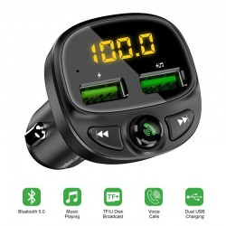 Car charger - dual USB - Bluetooth - wireless - FM - MP3 - TF card - hands-free