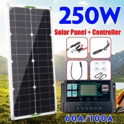 Zestaw panelu słonecznego - ładowarka baterii - podwójny USB - 250W - z kontrolerem - do samochodu / jachtu / smartfonówPanel...