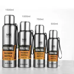 Termos próżniowy - z paskiem / torbą - podwójna ścianka - stal nierdzewna - duża pojemność - 500ml - 750ml - 1000ml - 1500mlB...
