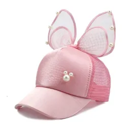 Czapka z daszkiem dla dzieci - snapback z kokardką / perełkami / siateczkąCzapki i kapelusze