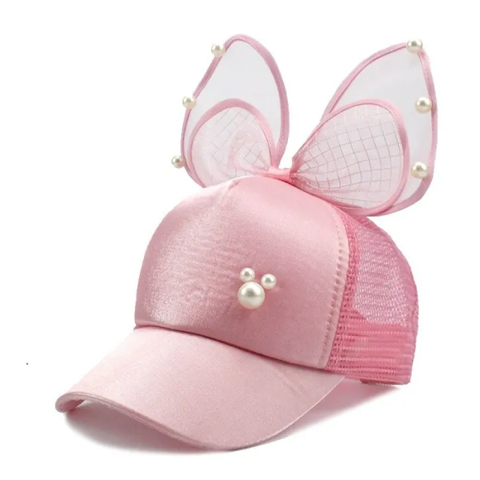 Czapka z daszkiem dla dzieci - snapback z kokardką / perełkami / siateczkąCzapki i kapelusze