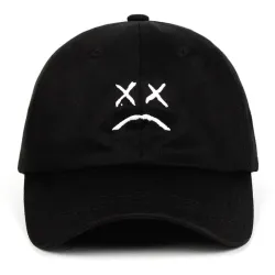 Baseball cap / snapback - adjustable strap - sad face logoHats & Caps