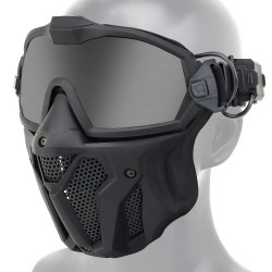 Taktyczna maska pełnotwarzowa - z soczewkami / wentylatorem przeciwmgielnym - regulowany pasek - airsoft - motocross / paintb...