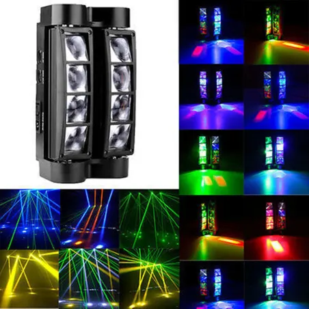 Lampa sceniczna typu pająk - przenośna - ruchoma głowica - LED - RGBW - 8x 10WOświetlenie sceniczne i eventowe