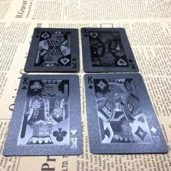 Karty do gry w pokera - czarne / złote / wzór dolara amerykańskiego - wodoodpornePuzzle & gry