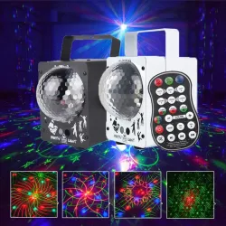 Przenośna kula dyskotekowa - oświetlenie sceniczne - projektor laserowy - RGB - LED - z 60 wzoramiOświetlenie sceniczne i eve...