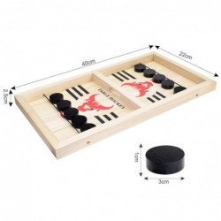 Gra w hokeja stołowego - z 10 krążkami - drewniana zabawkaDrewniane