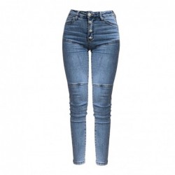 Sexy skinny jeansy - wysoki stan - z kieszeniami / z guzikami - elastyczneSpodnie