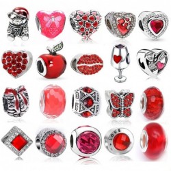 Red beads pendants - charms - for necklaces / bracelets - 2 piecesBracelets